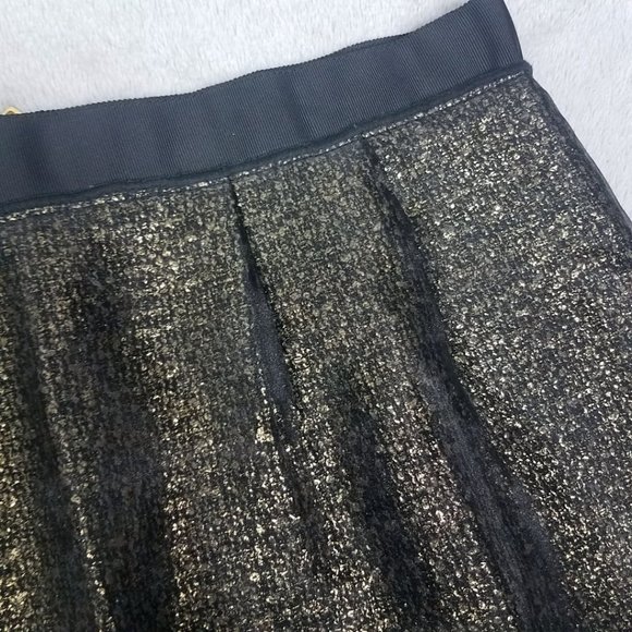 LOFT Womens Gold Black Lace Lined Wool Blend Skirt - Picture 6 of 14